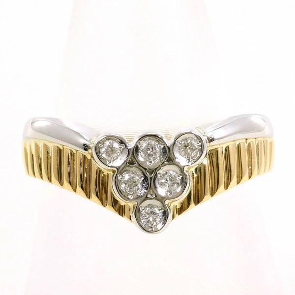 PT900 プラチナ K18YG リング 指輪 12号 ダイヤ 0.10 ジュエリー 中古