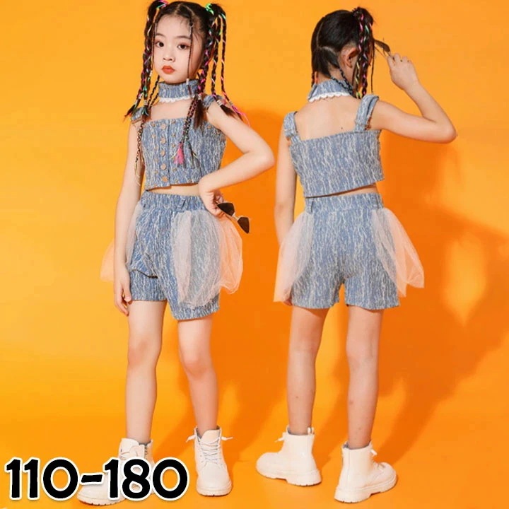 プロも愛用の一品！ダンス衣装 女の子 チアガール hiphop セットアップ ジャズ キッズダンス衣装 上下セット おしゃれ キッズ 演出服 かわいい ガールズ 発表会 ジャズダンス衣装