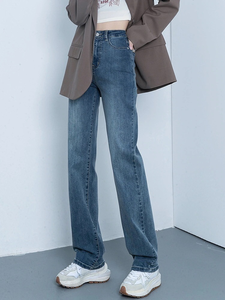ストレートジーンズのハイウエスト狭いバージョン女性春新しlいレディーススリム細い洋ナシ体型サブ 5,895円
