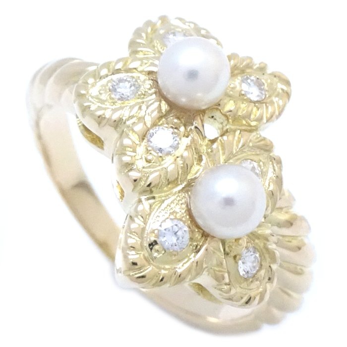 リング 指輪 ベビーパール ダイヤモンド 真珠 12号 K18YG イエローゴールド/293059【中古】 59,565円