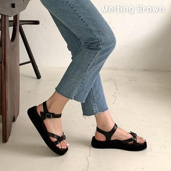 デイリーシックな女性用ストラッププラットフォームサンダル3色