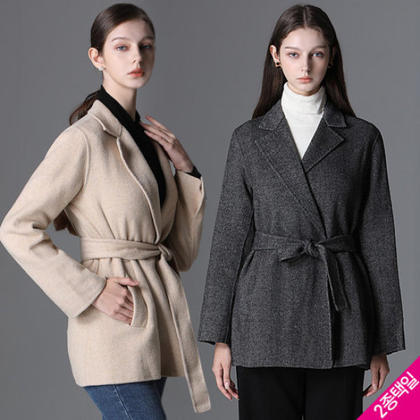 LEOT ウール ブレンド ハンドメイド ベルテッド ウールコート