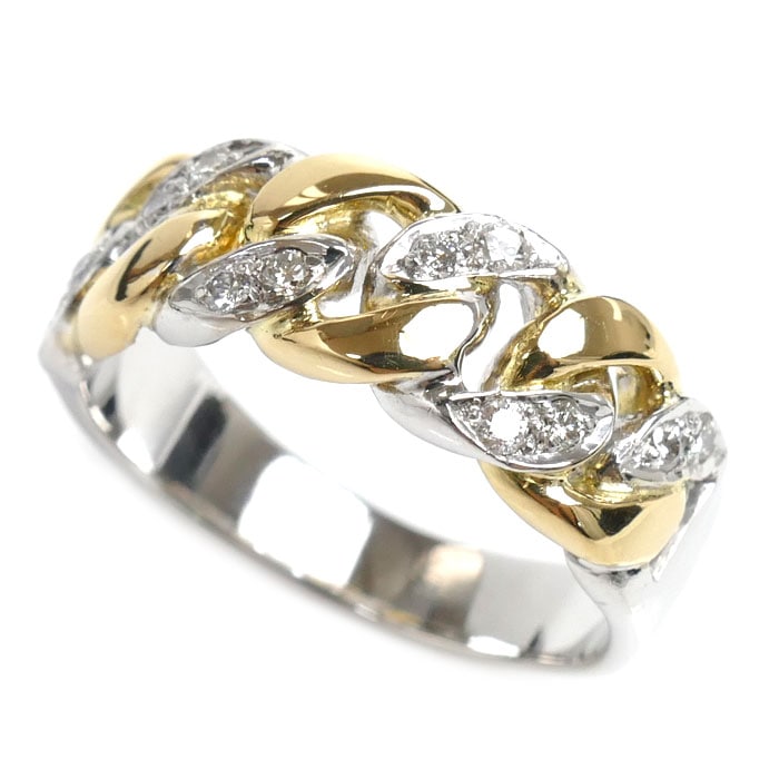 K18WG/K18YG ダイヤ リング指輪 ダイヤモンド 19号 9.2g メンズ 中古 71,390円