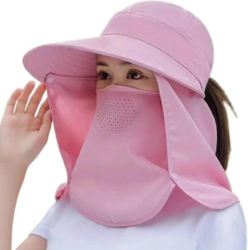 サン‐ハット レディース つば広 春夏秋 パープル外線カット 花ピンク対策 UVカット 日除け帽子 通気性 吸湿速乾 軽薄 防風 フェイスカバー付き おしゃれ帽子 釣り 登山 ガーデニング 農作業