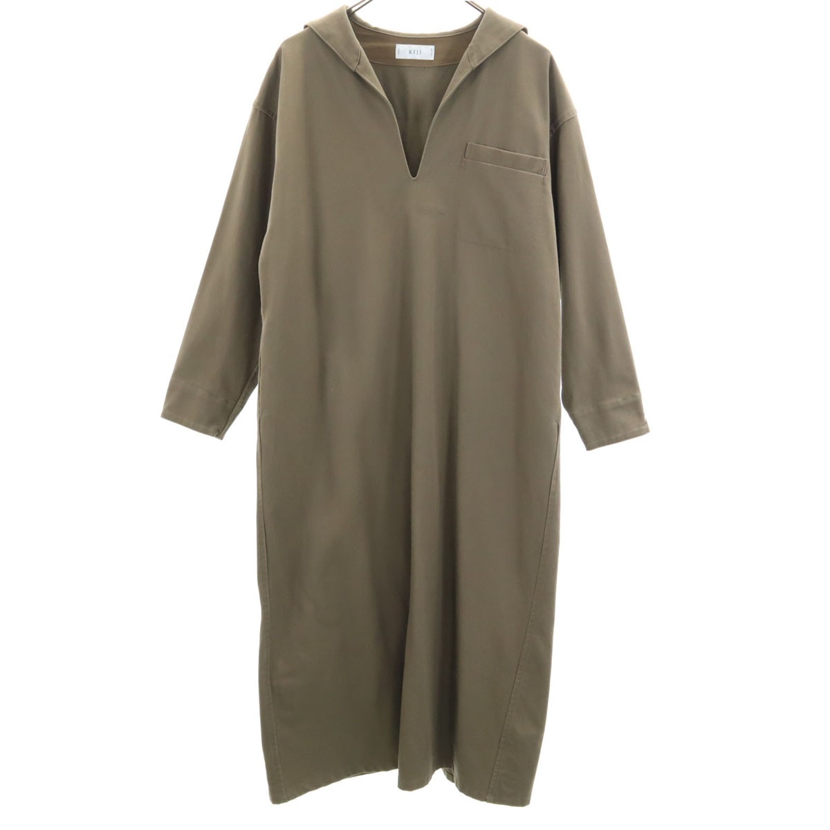 KIJI キジ 日本製 長袖 Vネック セーラー ワンピース 1 オリーブ レディース 古着