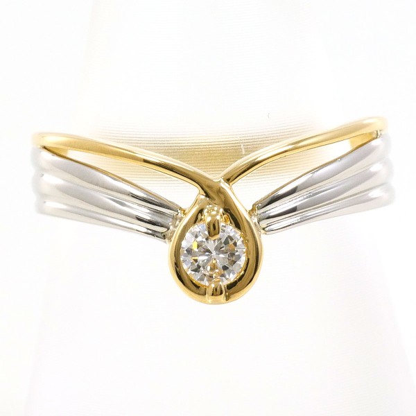 PT900 プラチナ K18YG リング 指輪 10号 ダイヤ 約0.10ct ジュエリー 中古