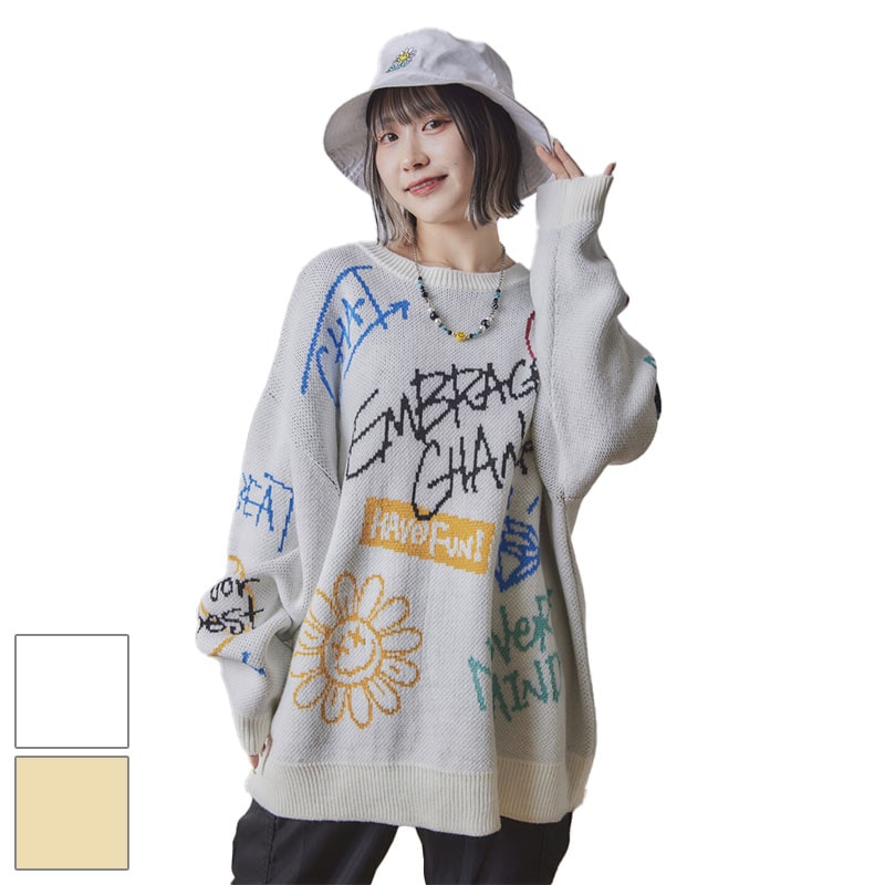グラフィティスマイルクルーニット メンズ レディース ユニセックス 133801