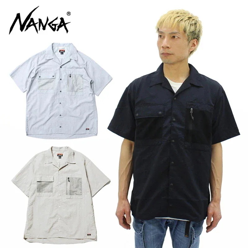 ナンガ NYLON TUSSER OPEN COLLAR SHIRT ナイロンタッサー オープンカラーシャツ メンズ 半袖 国内正規品 [AA]