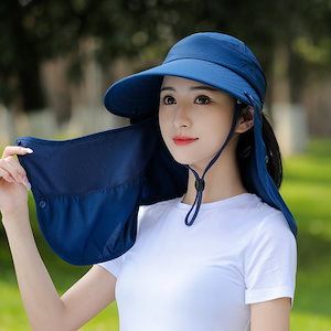 キャップフェイスカバー付きレディース女性用帽子フェイスガード2way取り外し可能メッシュ無地通気性よけ紫外線対策焼け防止