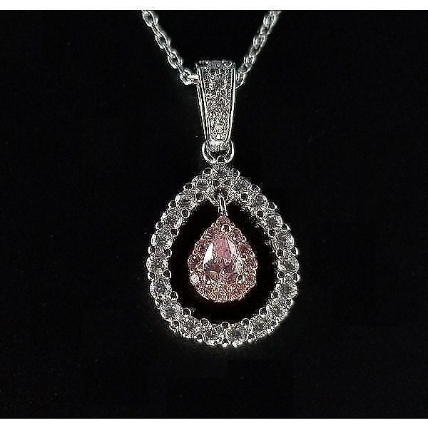 ネックレス 雫 揺れるダイヤ オープンしずく ピンクダイヤ シルバー925 プラチナ仕上げ 人気 女性 彼女 プレゼント