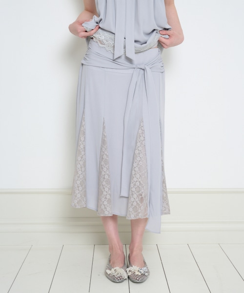 【ILLIGO】 BOW CHIFFON LACE SKIRT GRAY 正規品