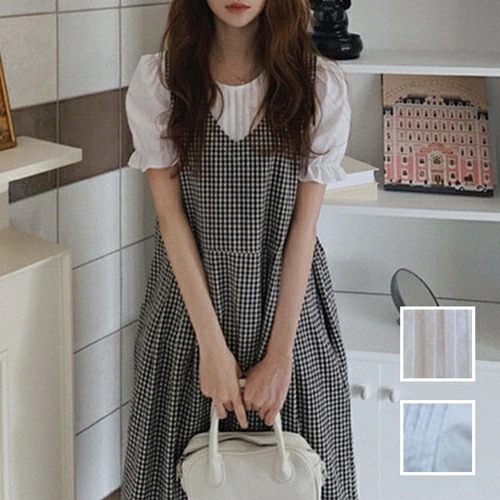 カジュアルセットアップスカートセットアップ 韓国 ファッション レディース 春 夏 カジュアル コーデ シンプル 定番 セレカジ 20代 30代 40代 2025 チェック ジャンスカ タックブ