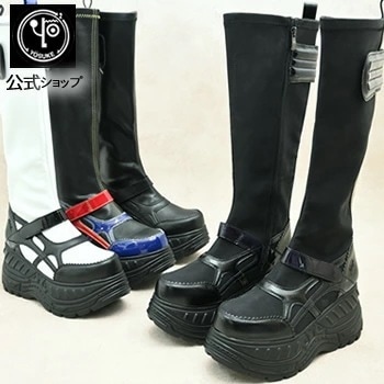 ヨースケ 厚底 スニーカー ストレッチブーツ ロング レディース 歩きやすい 8.3cm 厚底フラット公式SHOP特典キズ補修液付