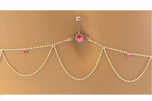 フレアレース へそピアス 14G ベリーチェーン付き 14ゲージ ボディピアス ネイブル 腰 ビキニ 水着 鎖 ウエストチェーン 臍 鎖 女性 彼女 プレゼント セクシー bnhwd-00-0206