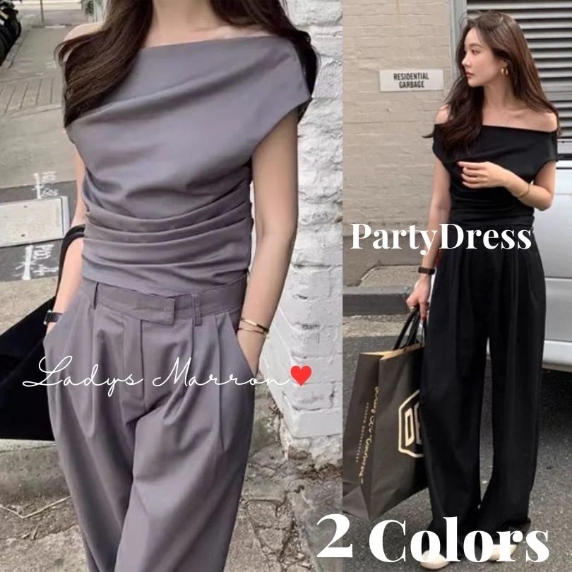 【急速出荷 2026年新作】結婚式パンツドレス 結婚式パンツスタイル 結婚式パンツスーツ 結婚式ドレスパンツ フレンチスリーブ 黒 20代 30代 40代 パーティードレス かっこいい 結婚式セットア