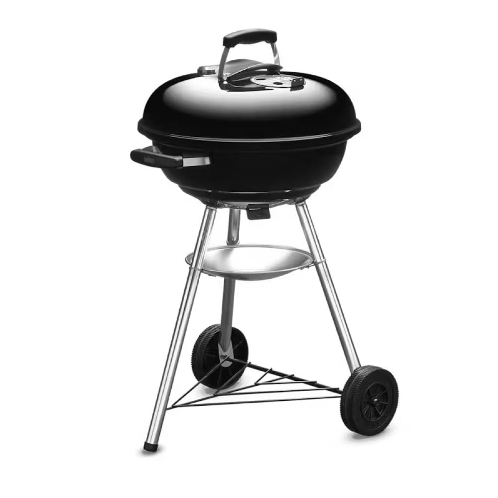 ウェーバー(Weber) バーベキュー コンロ 直径47cm コンパクトケトル 炭 キャンプ 6-8人用 【日本正規品10年保証】1221308 / 温度計付き 1221308 黒 47cm