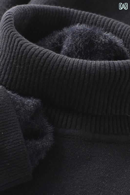 メンズ 秋冬 タートルネックセーター オール イン ワン ベルベット 暖かい 裏起毛 厚手 スリム ビジネス ソリッドカラー ニット ボトム シャツ