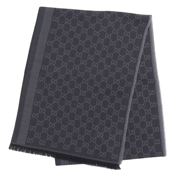 グッチ マフラー レディース アウトレット ストール スカーフ ウール シルク ブラック GGWEBLONG 2823903G7041062 GUCCI