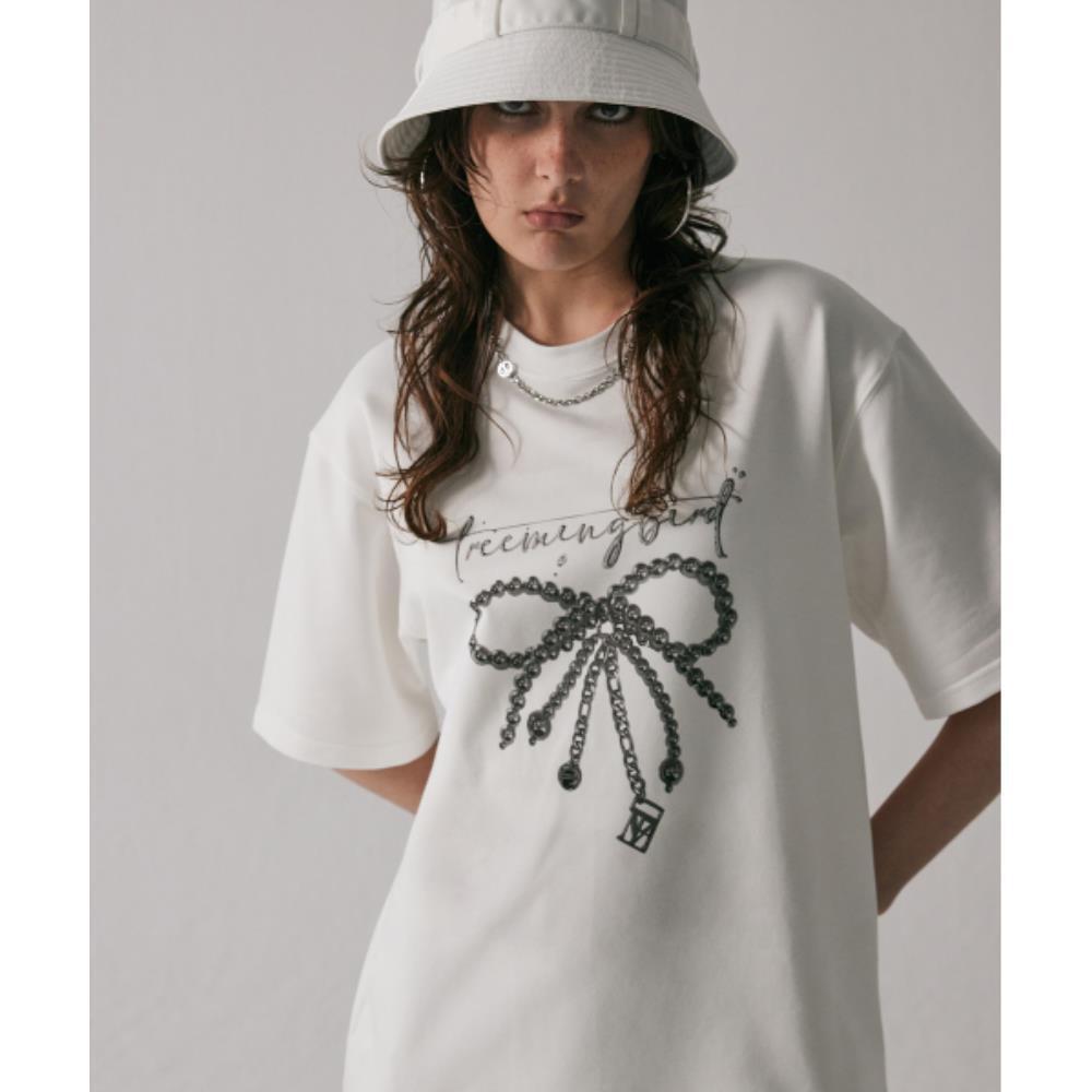 TREEMINGBIRD Sliver Ribbon TShirts White TMB242HT801_0