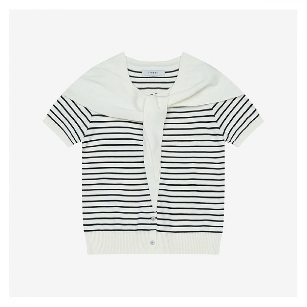 [イザベイ] デタッチャブルフード付きショール+ストライプカーディガンセット (VKCCD2952)