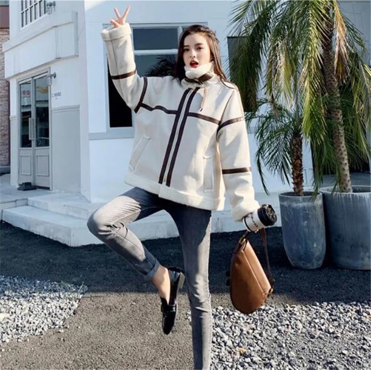 ラインを美しく演出早い者勝ち 韓国ファッション ヴィンテージ トップス トップス 冬 新しい 厚手 短いスタイル 子羊の毛 コート