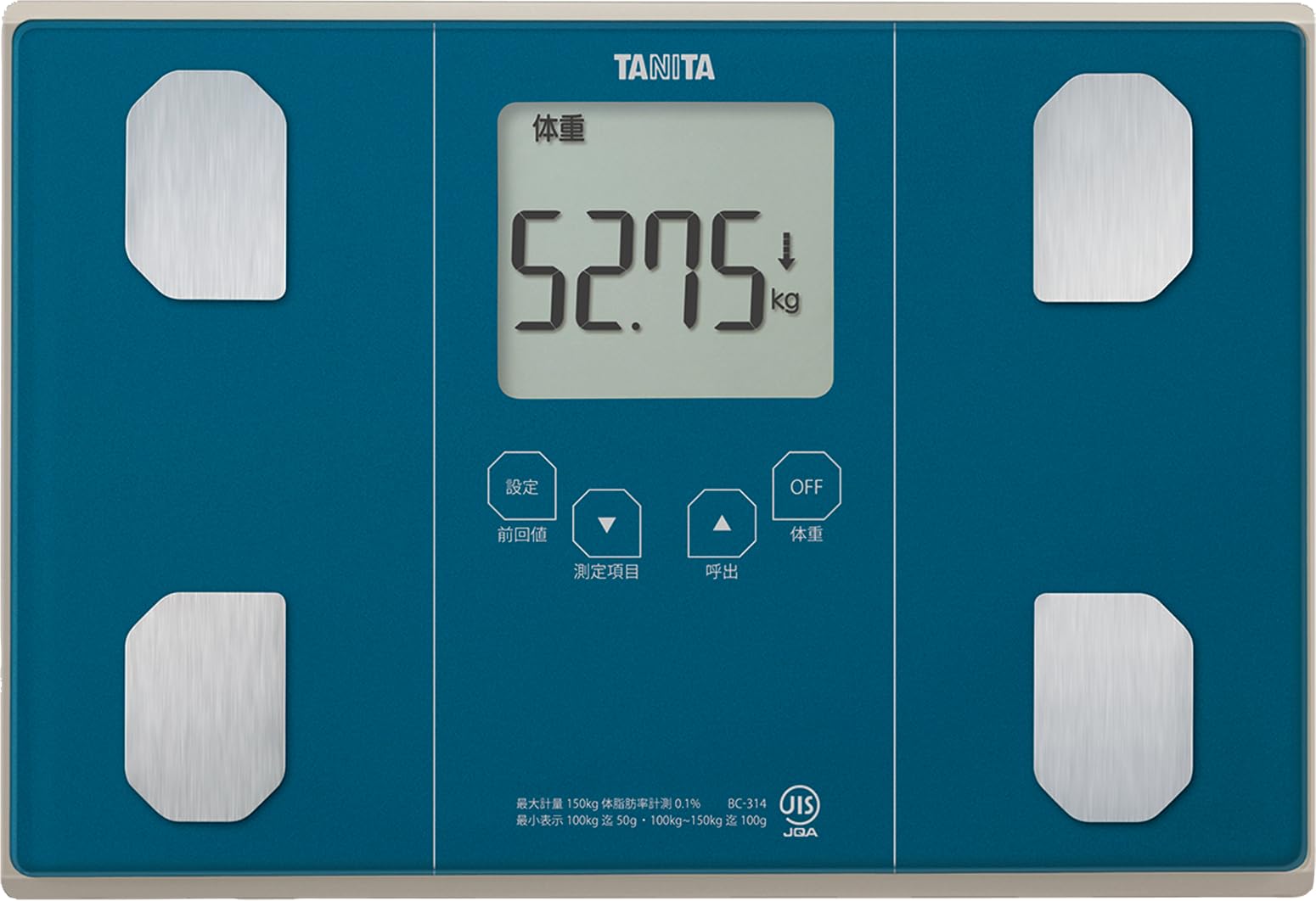 タニタ(Tanita) 体重 体組成計 50g ブルー BC-314 BL 自動認識機能付き/立掛け収納OK
