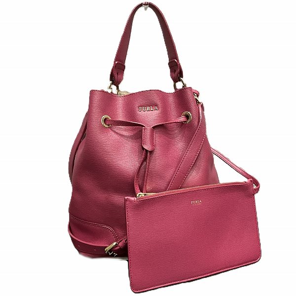 フルラ レザー 巾着 2WAY バッグ ハンドバッグ ショルダーバッグ レディース 【中古】