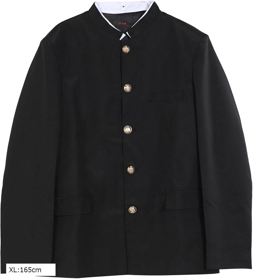 学ラン 男装 コスプレ 制服 学生 衣装 男子 仮装 学校 高校生 応援団 学生服 コスチューム(ブラック XL:165cm)