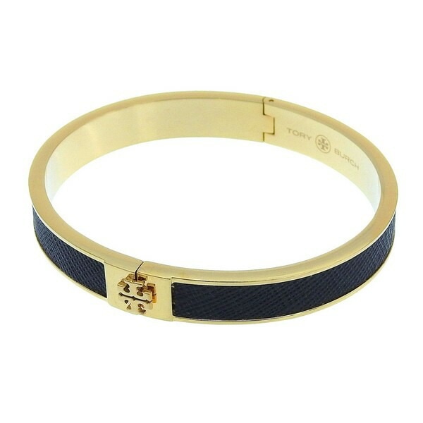 トリーバーチ アクセサリー レディース バングル ブレスレット アウトレット レザー ブラック SLIM LEATHER INLAY CUFF 145435-720M TORY BURCH
