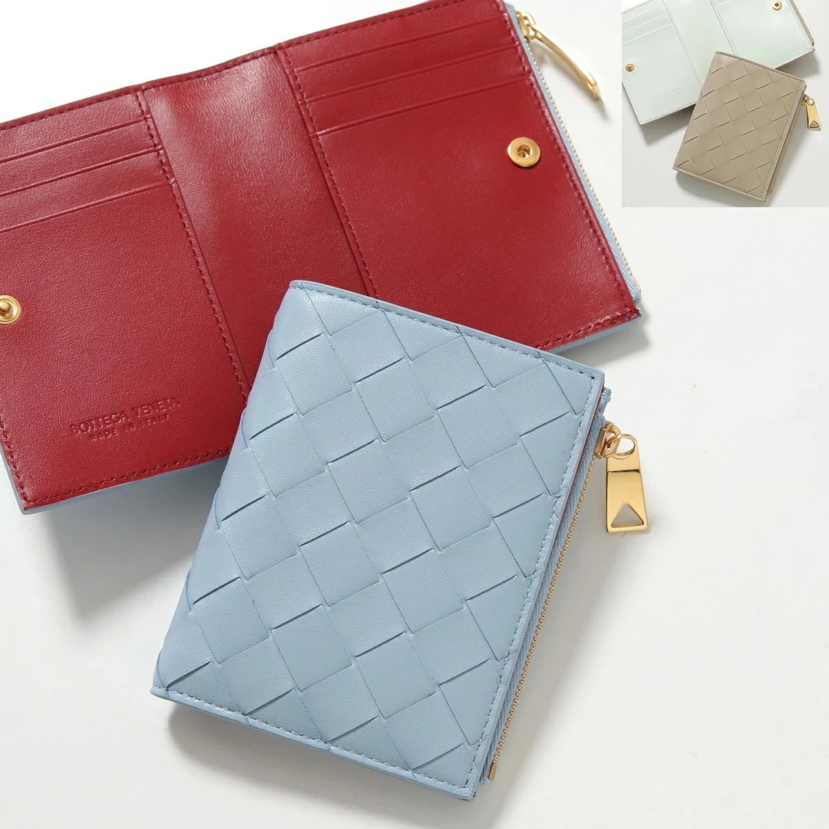 BOTTEGA VENETA ボッテガヴェネタ 二つ折り財布 742330 V2ZL3 レディース バイカラー イントレチャート レザー ミニ財布 カラー2色 742330V2ZL39671 62,044円