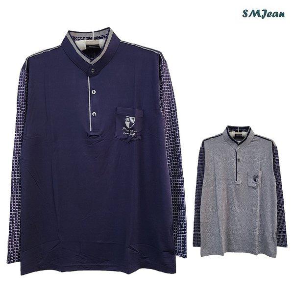 SMJ1269 長袖チャイナカラーTシャツ 中年男性 中年スパン 長袖Tシャツ 春 秋