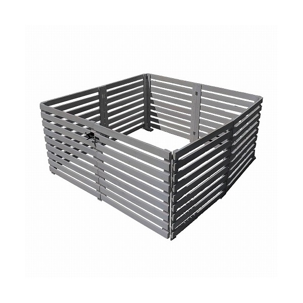 住まいスタイル WF-142YKGS-GRY 折り畳めるウッドフェンス ゲート付サークルセット(横ボーダー) グレー メーカー直送