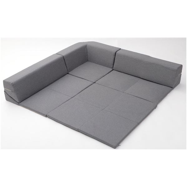 コーナーソファー グレー マット付き 洗えるカバー ホットカーペット使用可 床暖房使用可 フロアソファー 日本製