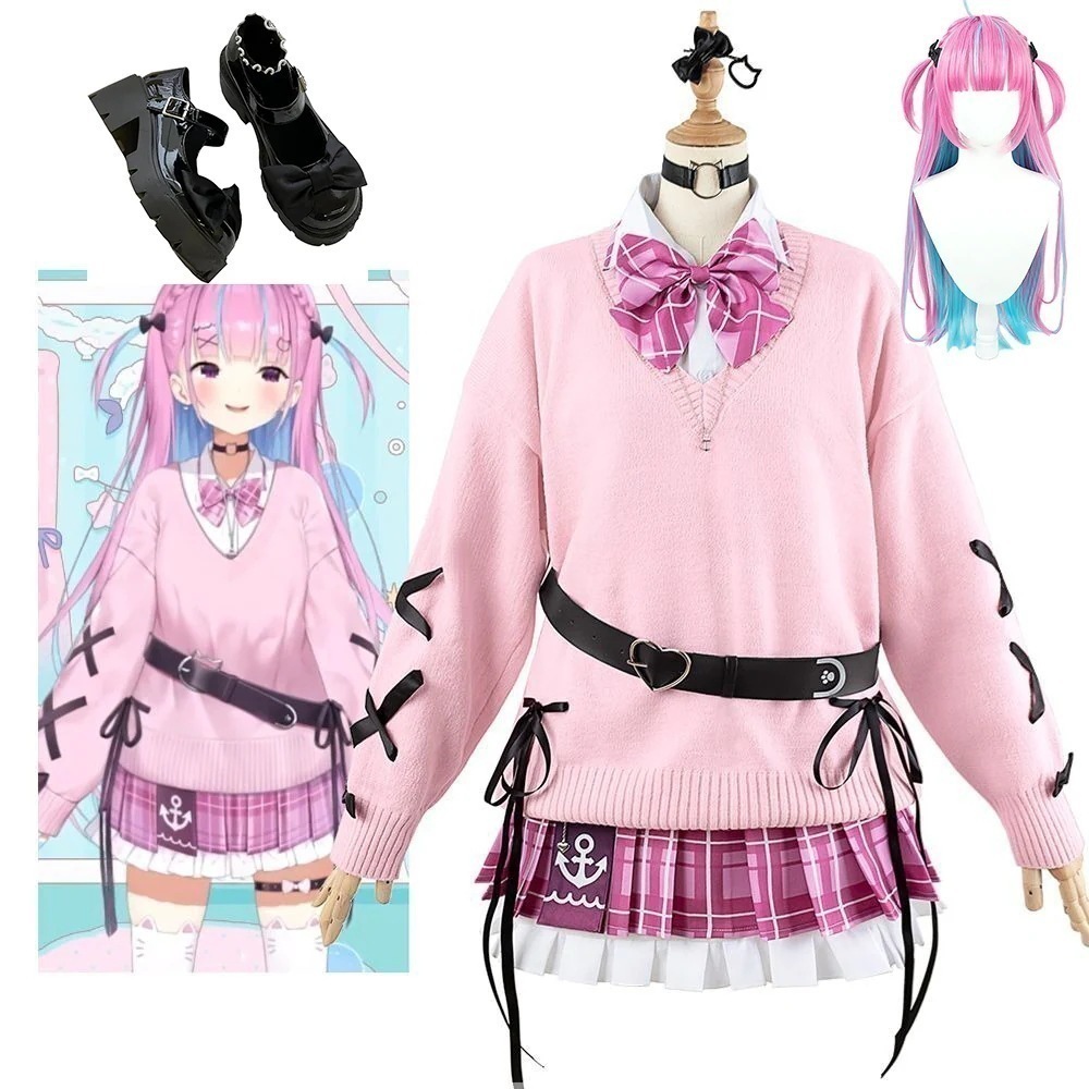 【値引き中】靴 ウィッグ 衣装 コスプレ ハロウィン あくあ みなと メイド服 湊アクア 新衣装 湊あくあ 制服 あくあ 湊 vtuber ホロライブ hololive コスプレ