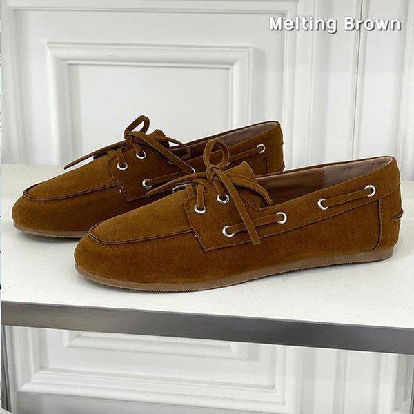 女性スエードローファー フラットシューズ KR32