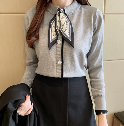 モテアイテム シャツ ブラウス ニットソー 長袖 シフォン リボン 前開き ニット ウール 可愛い きれいめ 上品 おしゃれ かっこいい 可愛い ラブリー キュート ガーリー クール モード系 5,363円