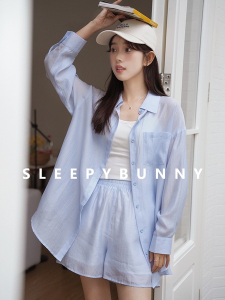Sleepy Rabbit 夏用極薄ショーツ ゆったり長袖シャツ