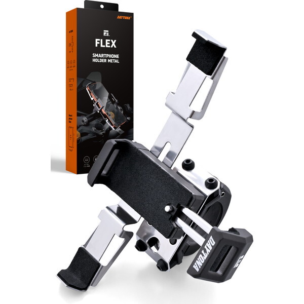 D49567 バイク用 スマホホルダー 振動吸収 アルミ+ステンレス製 高さを抑えた設計 SS向け iPhone16 Pro Max対応 フレックス FSH-4 スマホホルダーメタル 49567