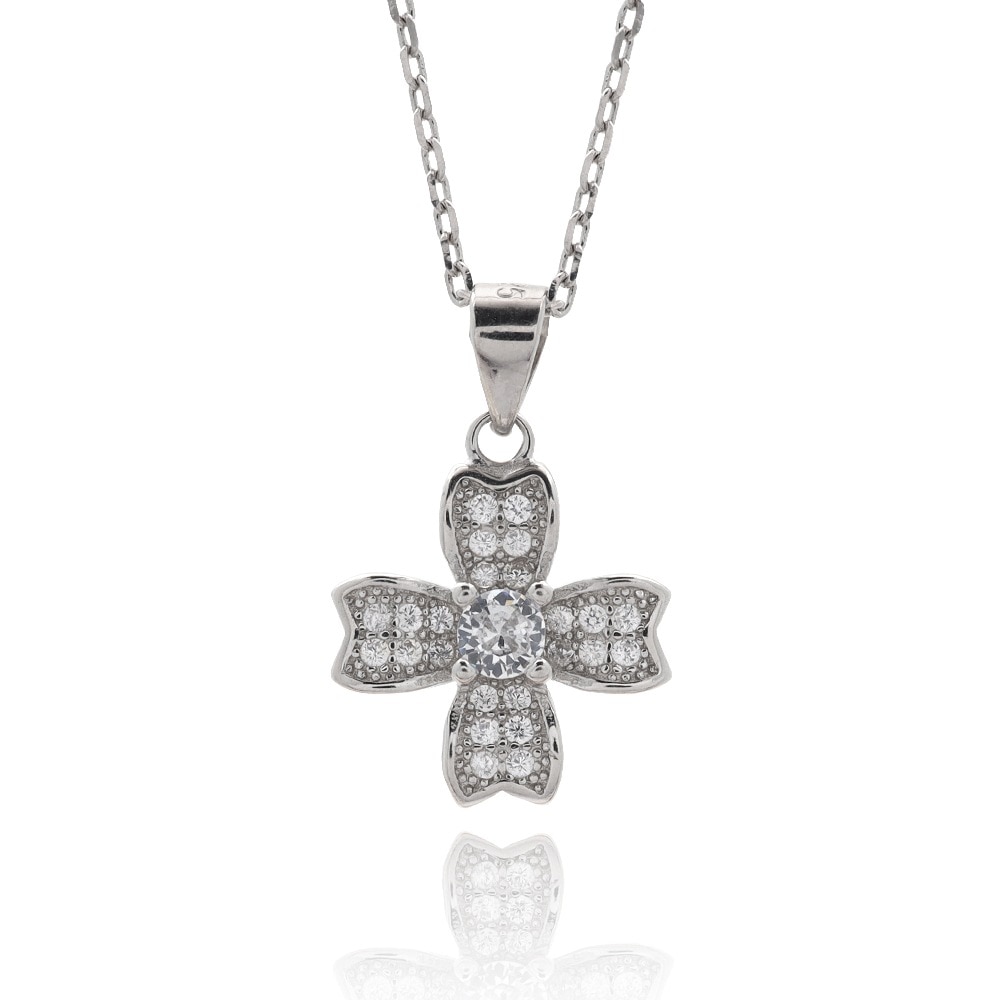S925 花 フラワー ネックレス 銀 [fhns014-silver]