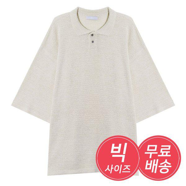メンズ夏オーバーフィットカラーネック半袖ニットTシャツ AC-KNH-Q015