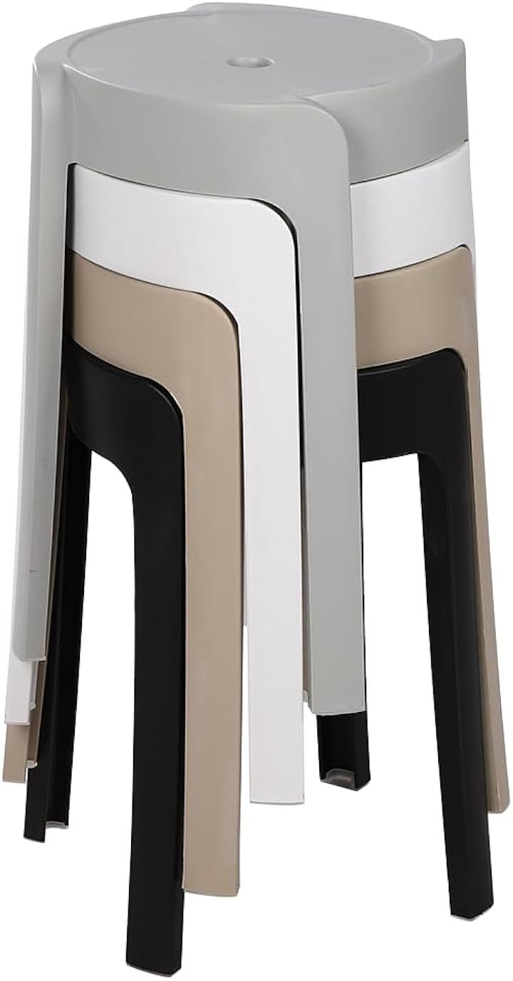 ガーデンチェア スタッキングスツール ルームチェア 丸いす 椅子 重ねられる (モノトーン4色セット, ワンサイズ)