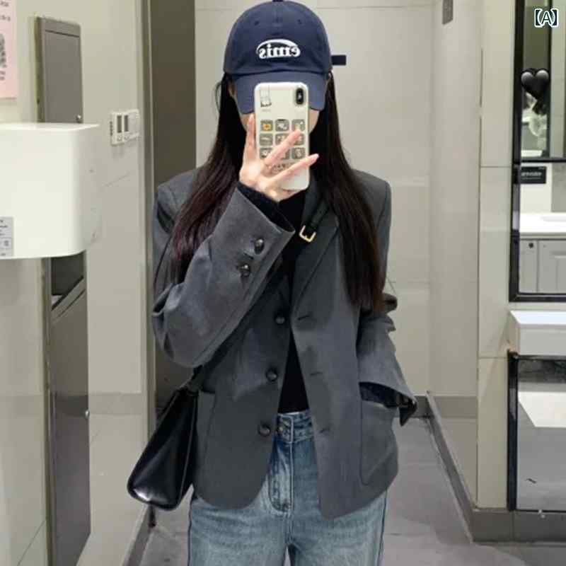 ビジネス　スーツ　ジャケット 2025 春秋 スタイル グレーの 小さい スーツ ジャケット 女性用 サイズ カジュアル ハイエンド