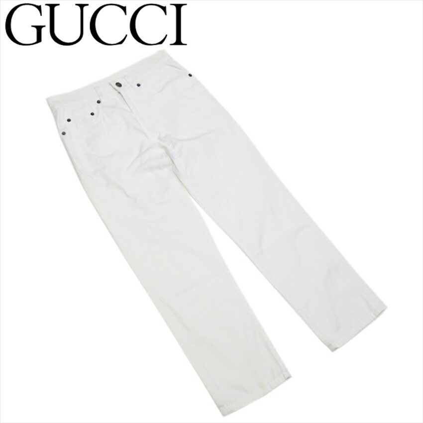 パンツ ボトムス ストレート レディース 38サイズ ホワイト 白 中古