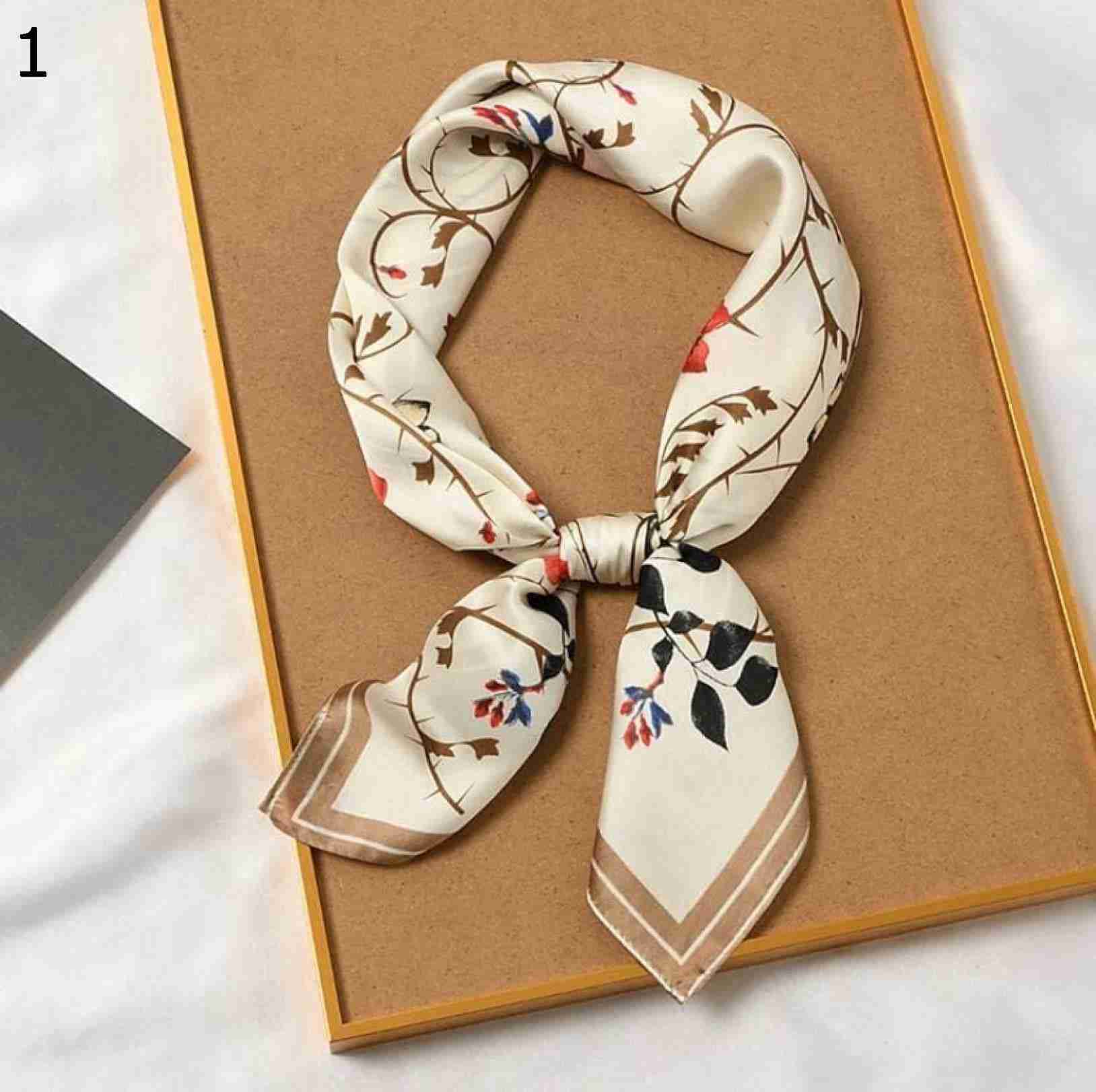 【20%OFFクーポン～】春夏ファッションスクエア装飾多機能ネックスカーフ女性ヴィンテージフラワープリント帽子 スカーフ (Color : Khaki Size : 70x70cm)