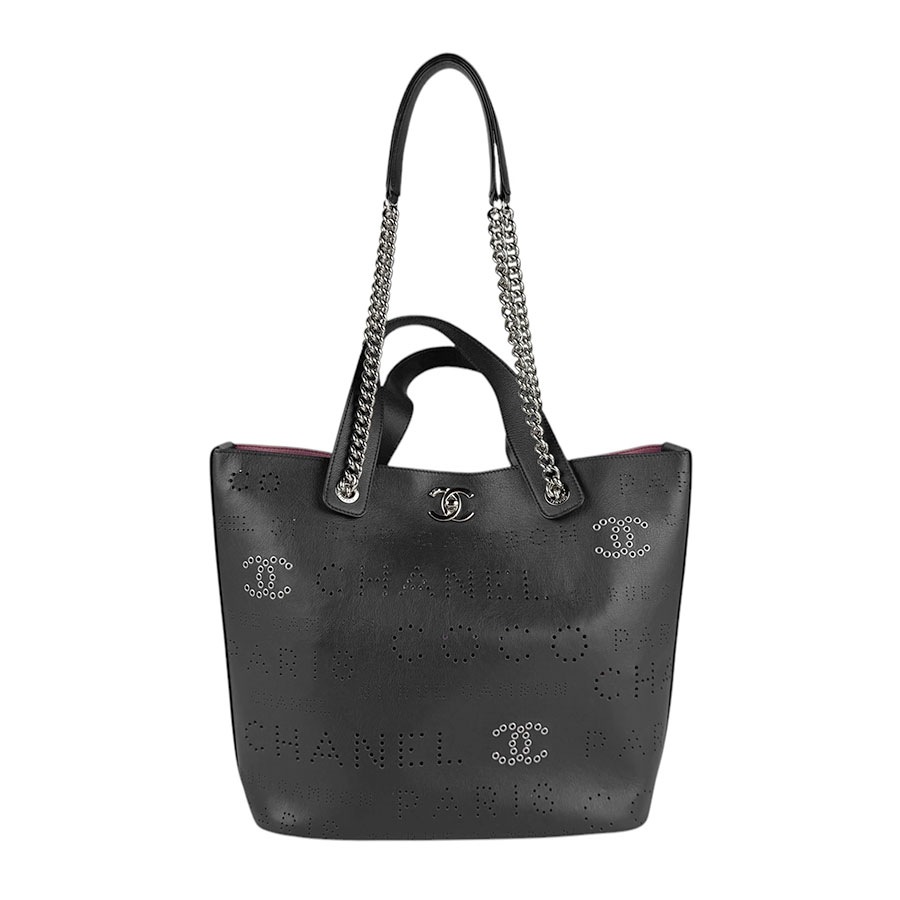 シャネル CHANEL ハンドバッグ ショルダーバッグ レザー ネイビー シルバー レディース n1168