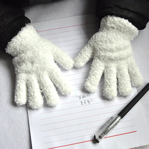 子供用の冬用手袋,子供用のサンゴのフリース,厚くて柔らかいぬいぐるみ,書き込み用,暖かく保つ,511歳 White