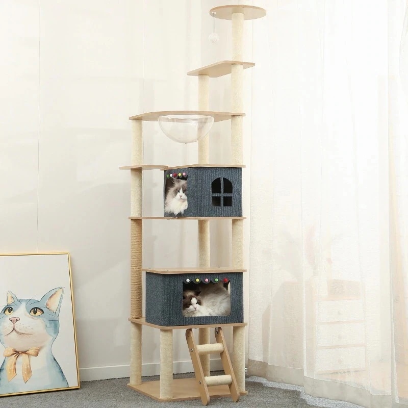 【今季トレンド】猫クライミングフレーム猫の巣キャットツリー一体型猫クライミングフレーム通天珠宇宙カプセル木製はしごクライミングフレーム猫おもちゃ