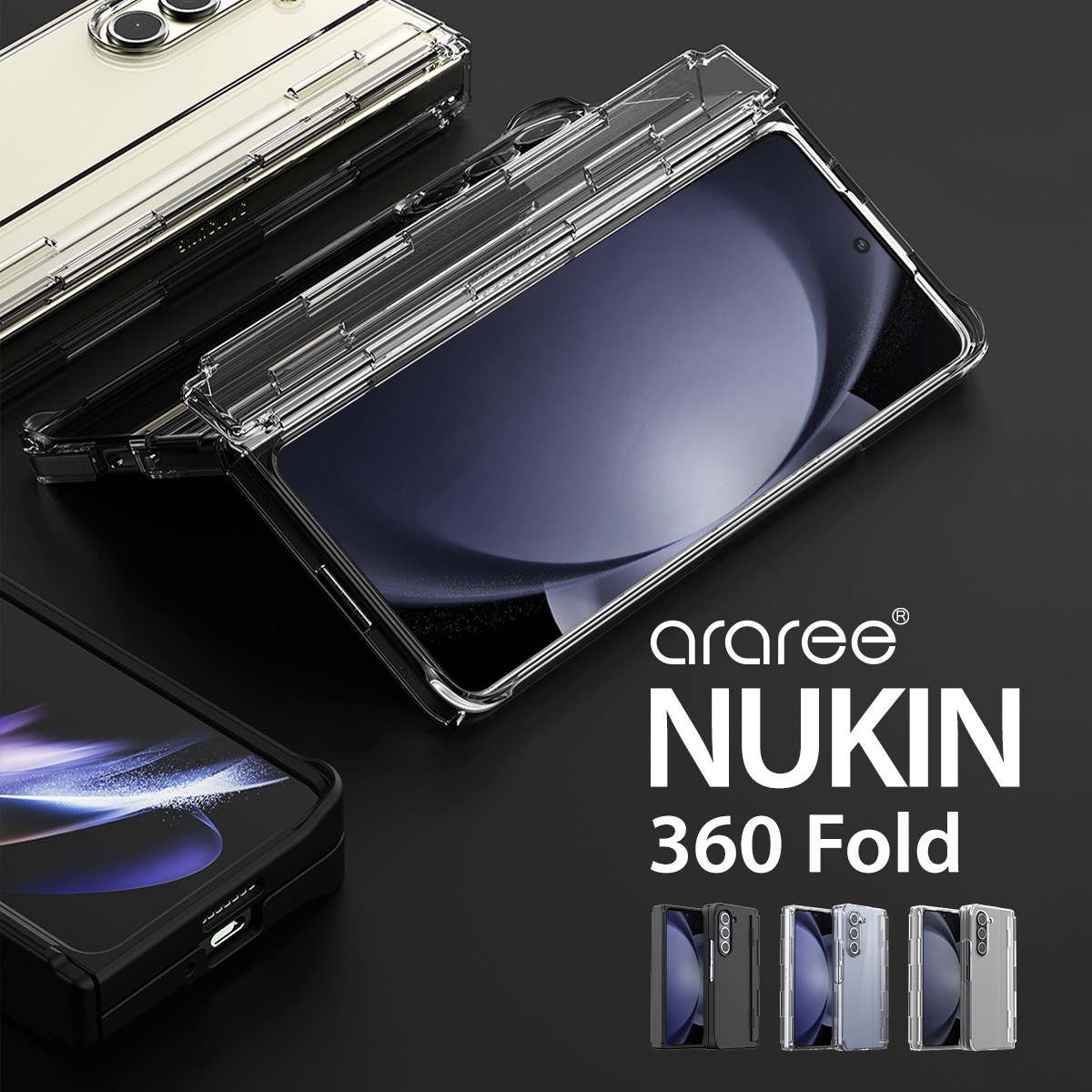 Galaxy Z Fold5 対応 ケース 360度カバー 薄型 軽量 スマホケース 傷防止 ヒンジ ガード 付き シンプル スマホカバー Nukin 360