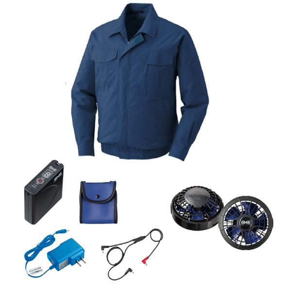 KU90550 空調服 綿薄手 FAN2400SPBB/LISUPER1セット ダークブルー LL