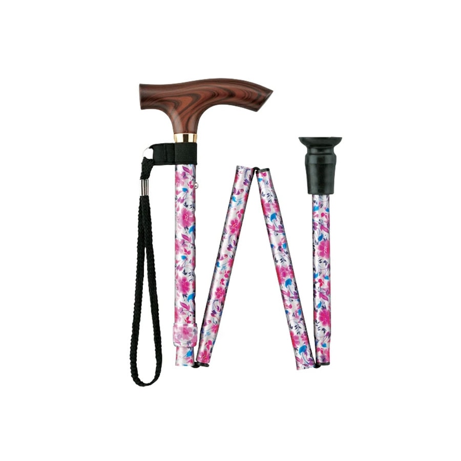 マキテック 杖 折りたたみ スマイルステッキ 軽量 女性 男性 ピンク